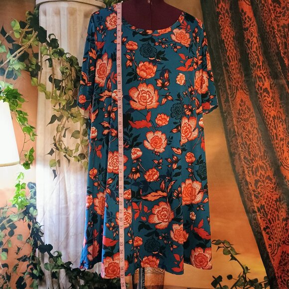 EUC: Tiffany & Grey Sze 3X Blue & Red Floral Shift Dress - Picture 5 of 6